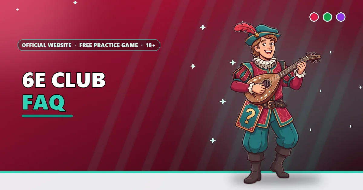 Bard playing a lute with a question card for the 6E Club FAQ