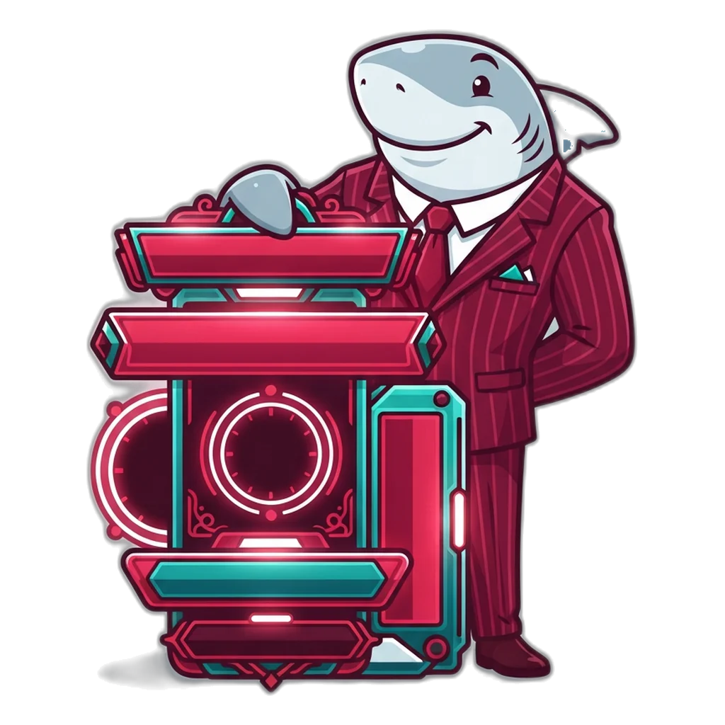 Card-shark in a pinstripe suit hiding behind a flashy fake game site